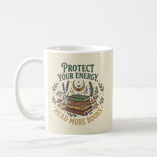 Protect Your Energy Read More Books Celestial コーヒーマグカップ (左)