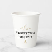 PROTECT YOUR FREQUENCY – シンプル ゴールド波動 エネルギー 紙コップ (正面)
