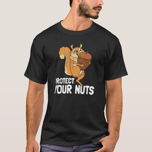 Protect Your Nuts Deez Nuts Men's Squirrel Deez Nu Tシャツ (正面)