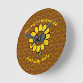 Protect Your Peace راحة بالك أهم Sunflower ラウンド壁時計 (傾斜)