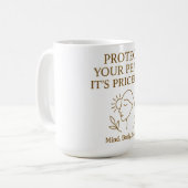 Protect Your Peace — ミニマリスト セルフケア 引用 コーヒーマグカップ (正面左)
