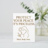 Protect Your Peace — ミニマリスト セルフケア 引用 ポストカード (スタンド正面)