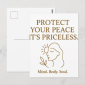 Protect Your Peace — ミニマリスト セルフケア 引用 ポストカード (正面/裏面)