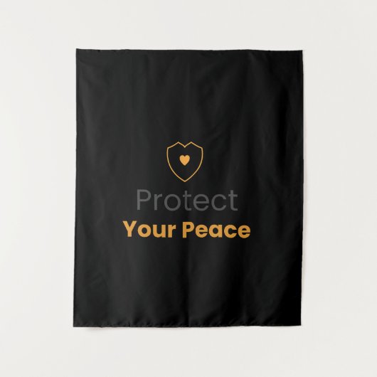 Protect Your Peace – ミニマルなモチベーションの壁掛けタペストリー タペストリー (正面)