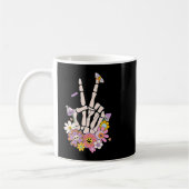 Protect Your Peace Flower Skull Skeleton Hand Ment コーヒーマグカップ (左)