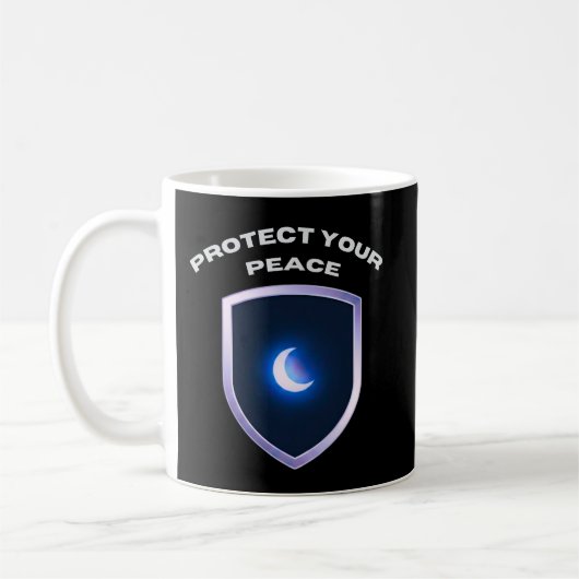 Protect Your Peace Inspirational Mug – Moon Shield コーヒーマグカップ (左)