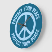 Protect Your Peace Mental Health Wellness Mindful ラージ壁時計 (傾斜)