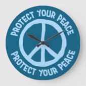 Protect Your Peace Mental Health Wellness Mindful ラージ壁時計 (正面)