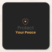 Protect Your Peace – Minimal Motivational Drink Co スクエアペーパーコースター (正面)