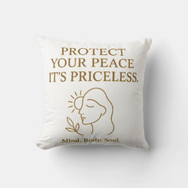 Protect Your Peace — Minimalist Self-Care Quote クッション