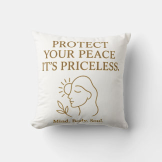 Protect Your Peace — Minimalist Self-Care Quote クッション