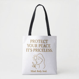 Protect Your Peace — Minimalist Self-Care Quote トートバッグ
