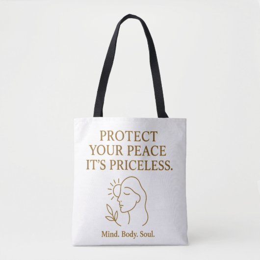 Protect Your Peace — Minimalist Self-Care Quote トートバッグ (正面)