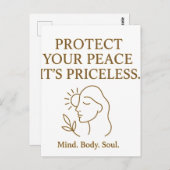 Protect Your Peace — Minimalist Self-Care Quote ポストカード (正面/裏面)