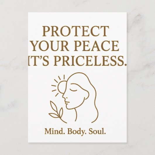 Protect Your Peace — Minimalist Self-Care Quote ポストカード (正面)