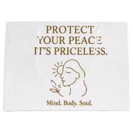 Protect Your Peace — Minimalist Self-Care Quote ラージペーパーバッグ