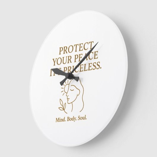 Protect Your Peace — Minimalist Self-Care Quote ラージ壁時計 (傾斜)