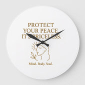 Protect Your Peace — Minimalist Self-Care Quote ラージ壁時計 (正面)
