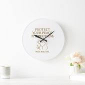 Protect Your Peace — Minimalist Self-Care Quote ラージ壁時計 (ホーム)