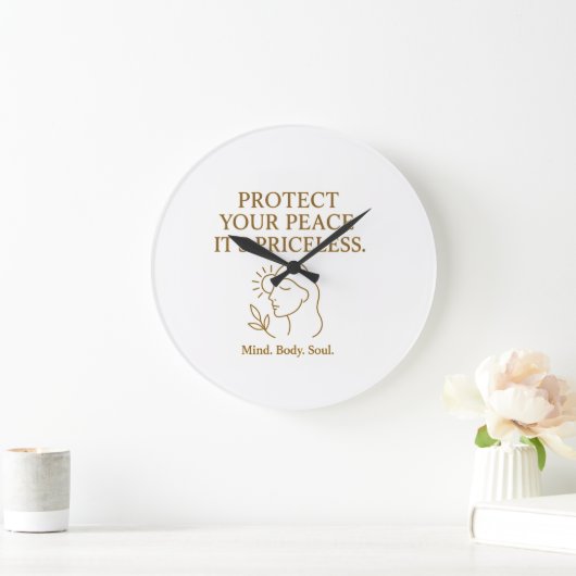Protect Your Peace — Minimalist Self-Care Quote ラージ壁時計 (ホーム)