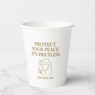 Protect Your Peace — Minimalist Self-Care Quote 紙コップ