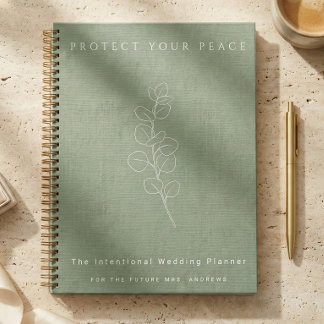 Protect Your Peace Sage Green Wedding Planner ノートブック