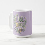 Protect Your Peace – Self Care Bubble Typography f コーヒーマグカップ (正面左)