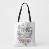 Protect Your Peace – Self Care Bubble Typography f トートバッグ (正面)