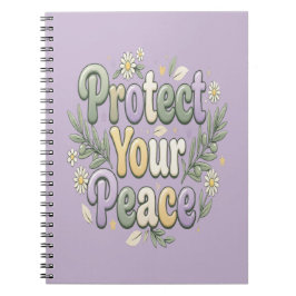 Protect Your Peace – Self Care Bubble Typography f ノートブック