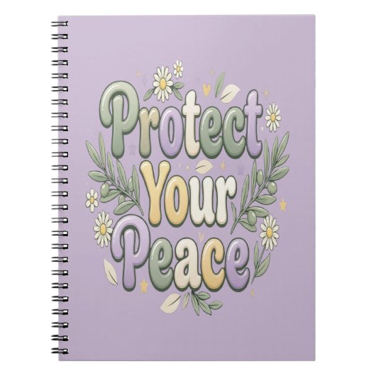 Protect Your Peace – Self Care Bubble Typography f ノートブック (正面)