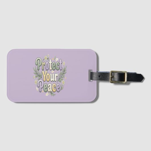 Protect Your Peace – Self Care Bubble Typography f ラゲッジタグ (正面横)