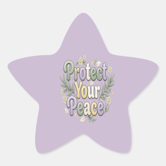 Protect Your Peace – Self Care Bubble Typography f 星シール (正面)