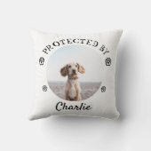 Protected By Dog Photo Paw Print Design クッション (裏面)