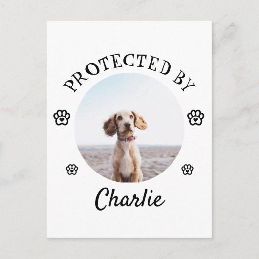 Protected By Dog Photo Paw Print Design シーズンポストカード (正面)