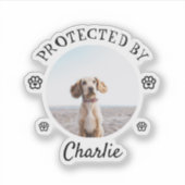 Protected By Dog Photo Paw Print Design シール (正面)