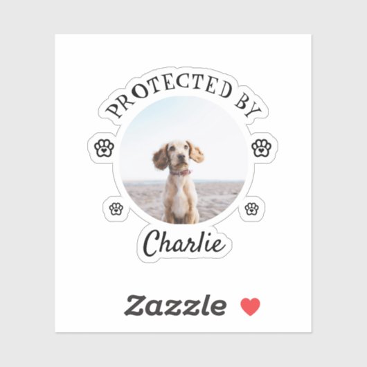 Protected By Dog Photo Paw Print Design シール (シート)