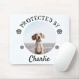 Protected By Dog Photo Paw Print Design マウスパッド