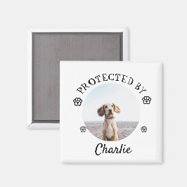 Protected By Dog Photo Paw Print Design マグネット