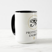 Protected Energy – ホルスの目ミニマルデザイン | マグカップ (正面左)