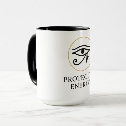 Protected Energy – Minimal Eye of Horus Symbol | マグカップ (正面左)