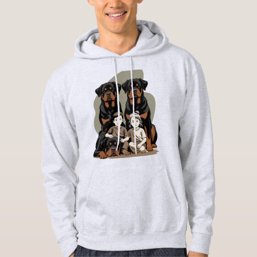 protective guard dog, rottweiler パーカ (正面)