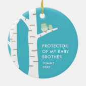 Protector Of My Baby Brother Personalized Owls セラミックオーナメント (裏面)