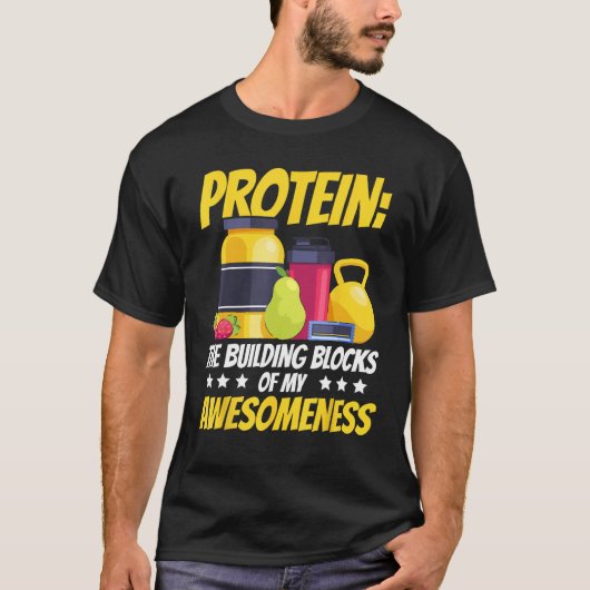 Protein私の素晴らしいジムの建物ブロック Tシャツ (正面)