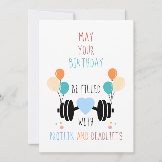 Protein and Deadlifts Happy Birthday Card シーズンカード (正面)