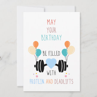 Protein and Deadlifts Happy Birthday Card  シーズンカード