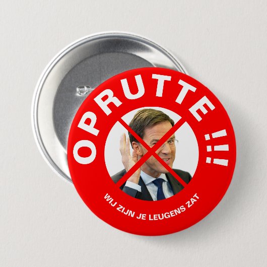 Protest button Mark Rutte 缶バッジ (正面&裏面)