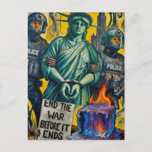 protesting lady liberty arrested by police ポストカード (正面)