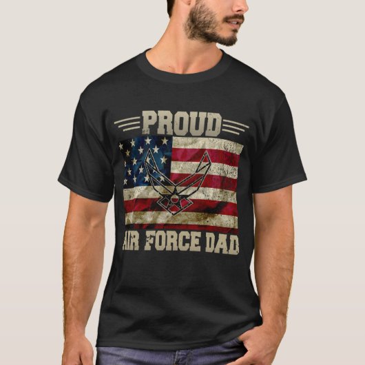 Proud Air Force Dad Military Veteran Pride US Flag Tシャツ (正面)