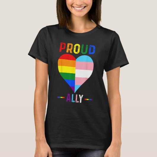 Proud Ally  LGBTQ+ Pride month LGBT Flag Proud All Tシャツ (正面)