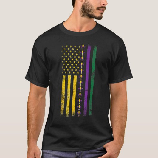 Proud American Carnival Masquerade USA Flag Mardi Tシャツ (正面)